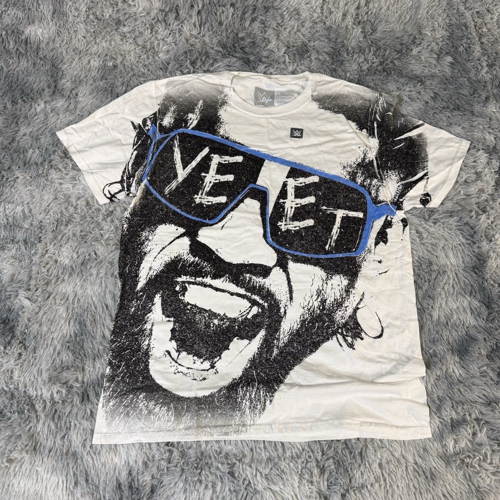 WWE WWF Authentic White Jey Uso Yeet Shades T-shirt Large L Roman Bloodline